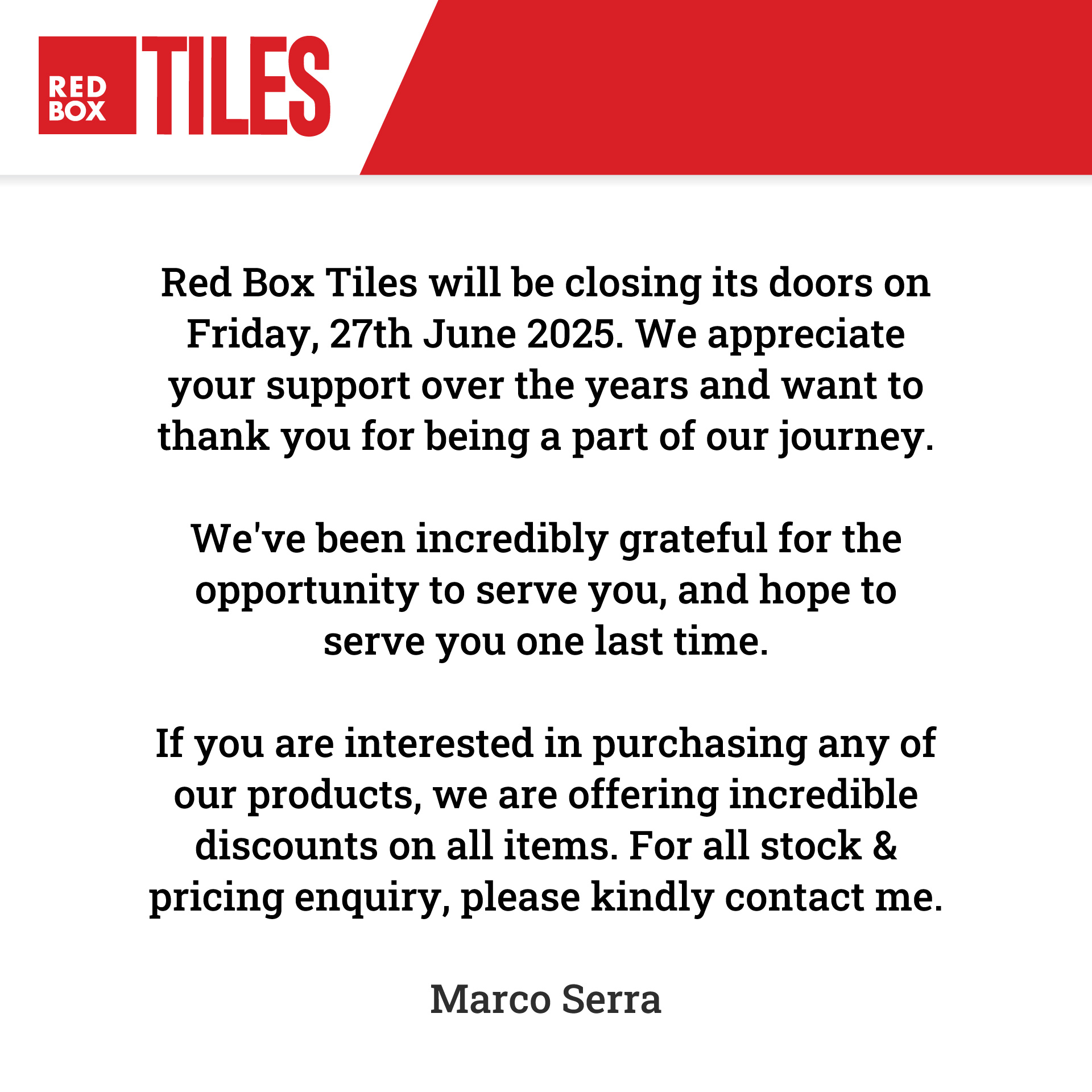 Red Box Tiles Closure